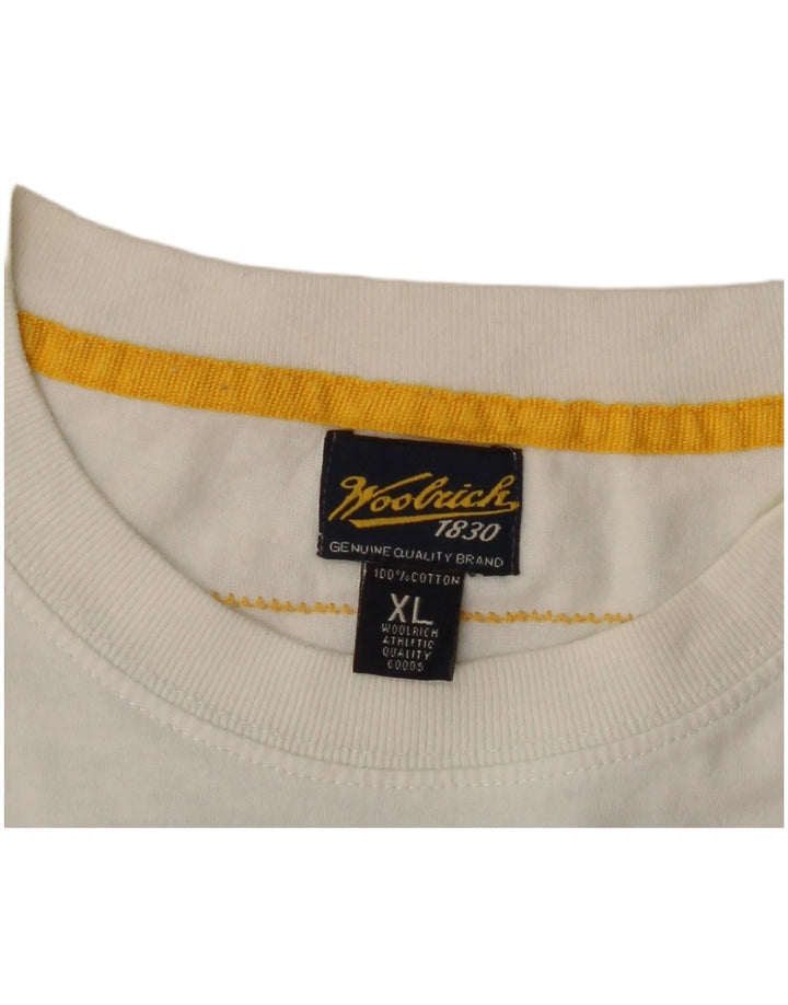 Woolrich Mens Graphic T-Shirt Top XL White Cotton