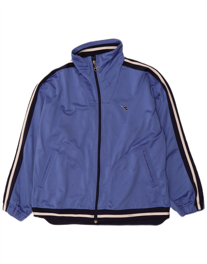 DIADORA Womens Tracksuit Top Jacket UK 12 Medium Blue Colourblock