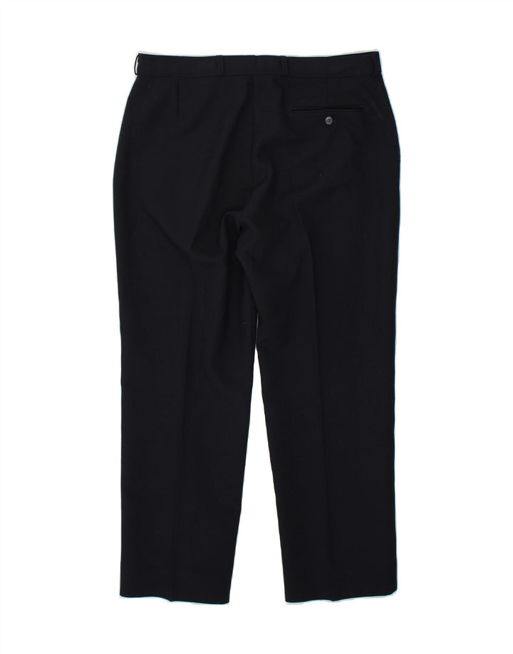 ST. BERNARD Womens Straight Chino Trousers W34 L29 Navy Blue Polyester Vintage St. Bernard and Second-Hand St. Bernard from Messina Hembry 