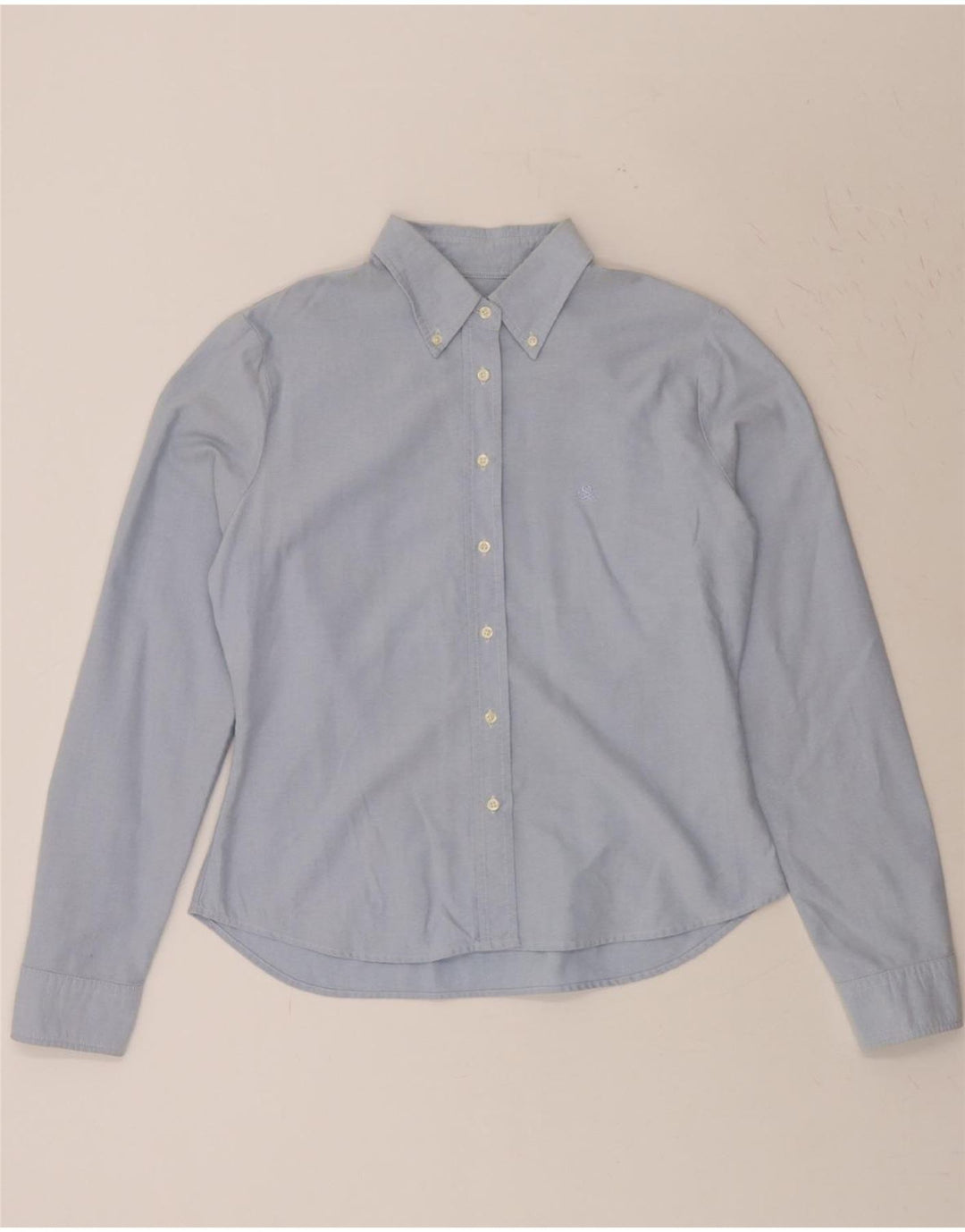 BENETTON Womens Shirt UK 16 Large Blue Cotton Vintage Benetton and Second-Hand Benetton from Messina Hembry 