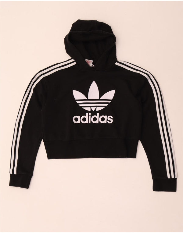 Adidas Girls Graphic Crop Hoodie Jumper 12-13 år Sort Bomuld