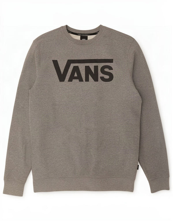 Vans Mens Graphic Moletom Jumper Médio Cinza Algodão