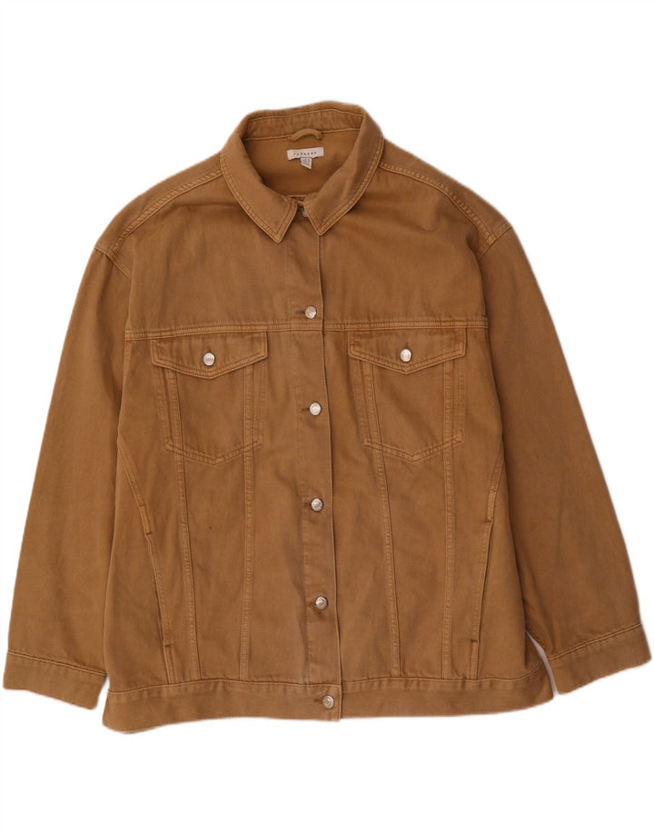 Zara Womens Oversized Denim Jacket UK 18 XL Brown Cotton