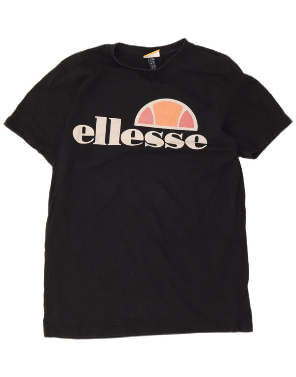 Ellesse Womens Graphic T-Shirt Top UK 10 Small Black Cotton