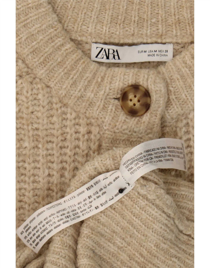 Zara Γυναικεία Ζακέτα UK 12 Medium Beige Polyester