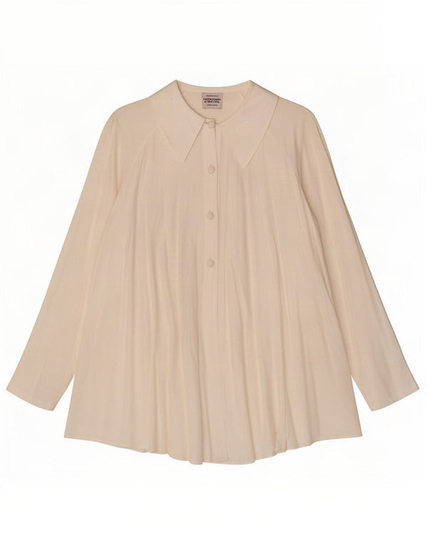 Benetton Γυναικείο πουκάμισο Oversized Μπλούζα IT 44 Medium Off White Viscose