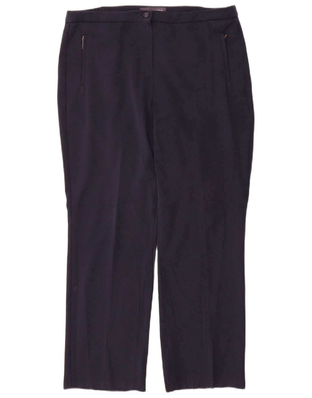 Marks & Spencer Womens Straight Casual Trousers W32 L28 Navy Blue Polyester