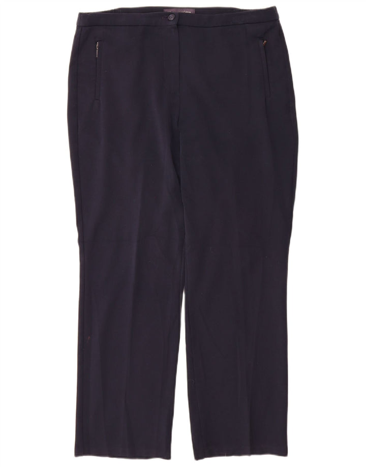 Marks & Spencer Womens Straight Casual Trousers W32 L28 Navy Blue Polyester