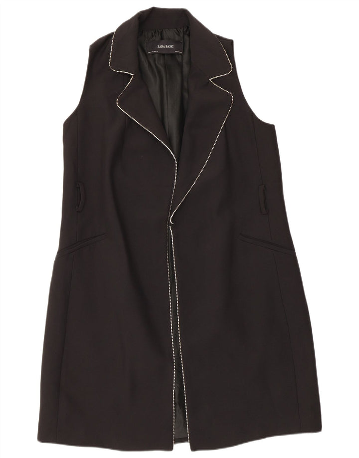 Zara Damen Ärmelloser Mantel UK 10 Small Schwarz Polyester