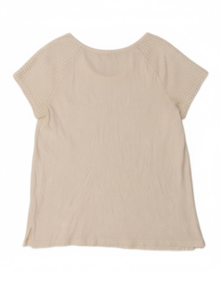 EDDIE BAUER Womens T-Shirt Top UK 14 Medium White Cotton Vintage Eddie Bauer and Second-Hand Eddie Bauer from Messina Hembry 