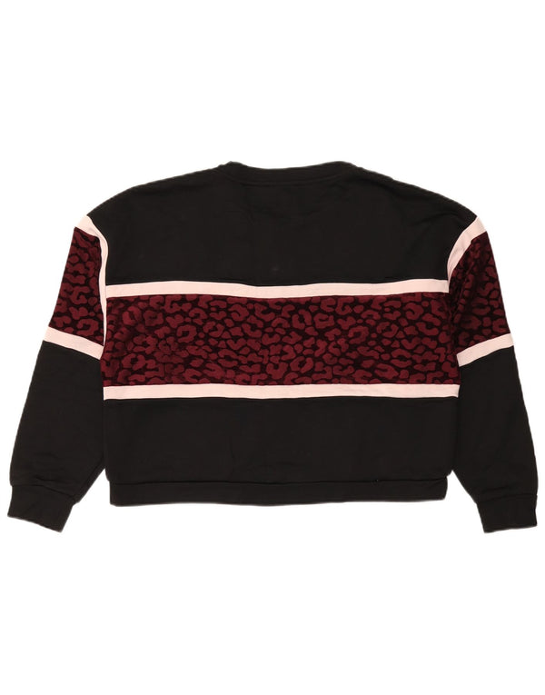 Guess Womens Oversized Sweatshirt Jumper UK 14 Medium Black Animal Print