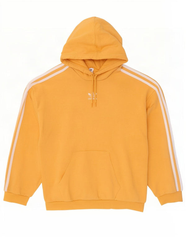 Adidas Pull à capuche surdimensionné pour femme UK 8 Petit coton rayé jaune
