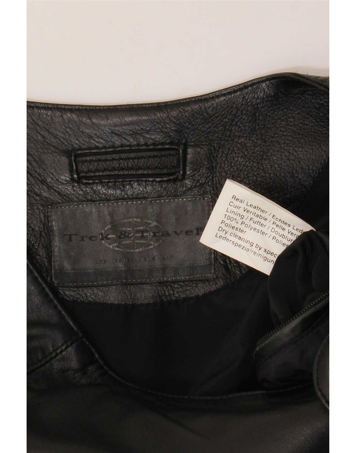 Vintage Herre Læder Gilet UK 38 Medium Black