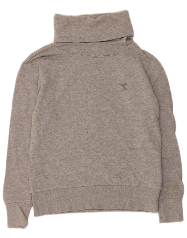 Diadora Damen-Sweatshirt mit Rollkragen, Gr. 10, Größe S, grau gesprenkelte Baumwolle