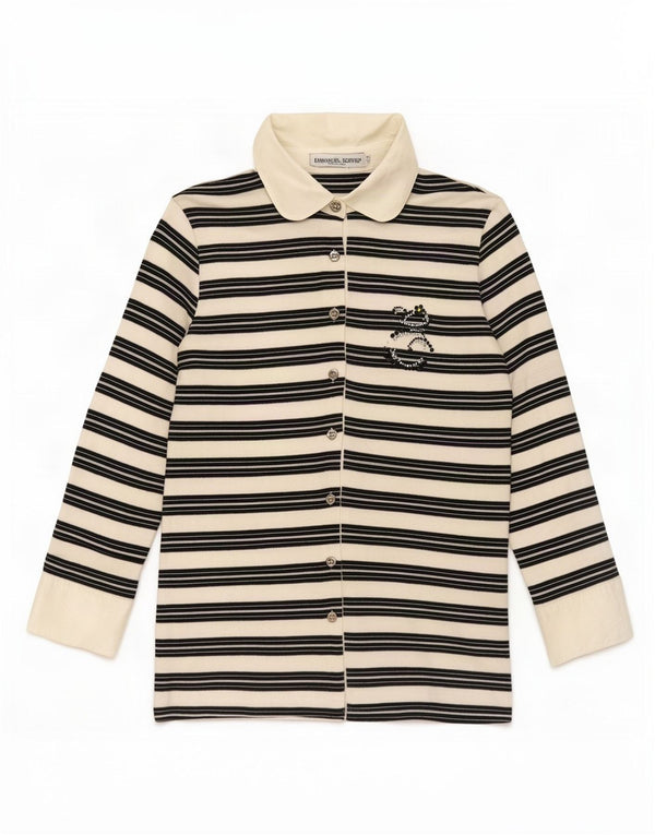 Emmanuel Schvili Blusa de manga 3/4 para mujer IT 42 Mediana Rayas blancas