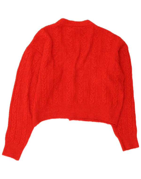 Zara Womens Crop Oversized cardigan sweater UK 10 Small Red