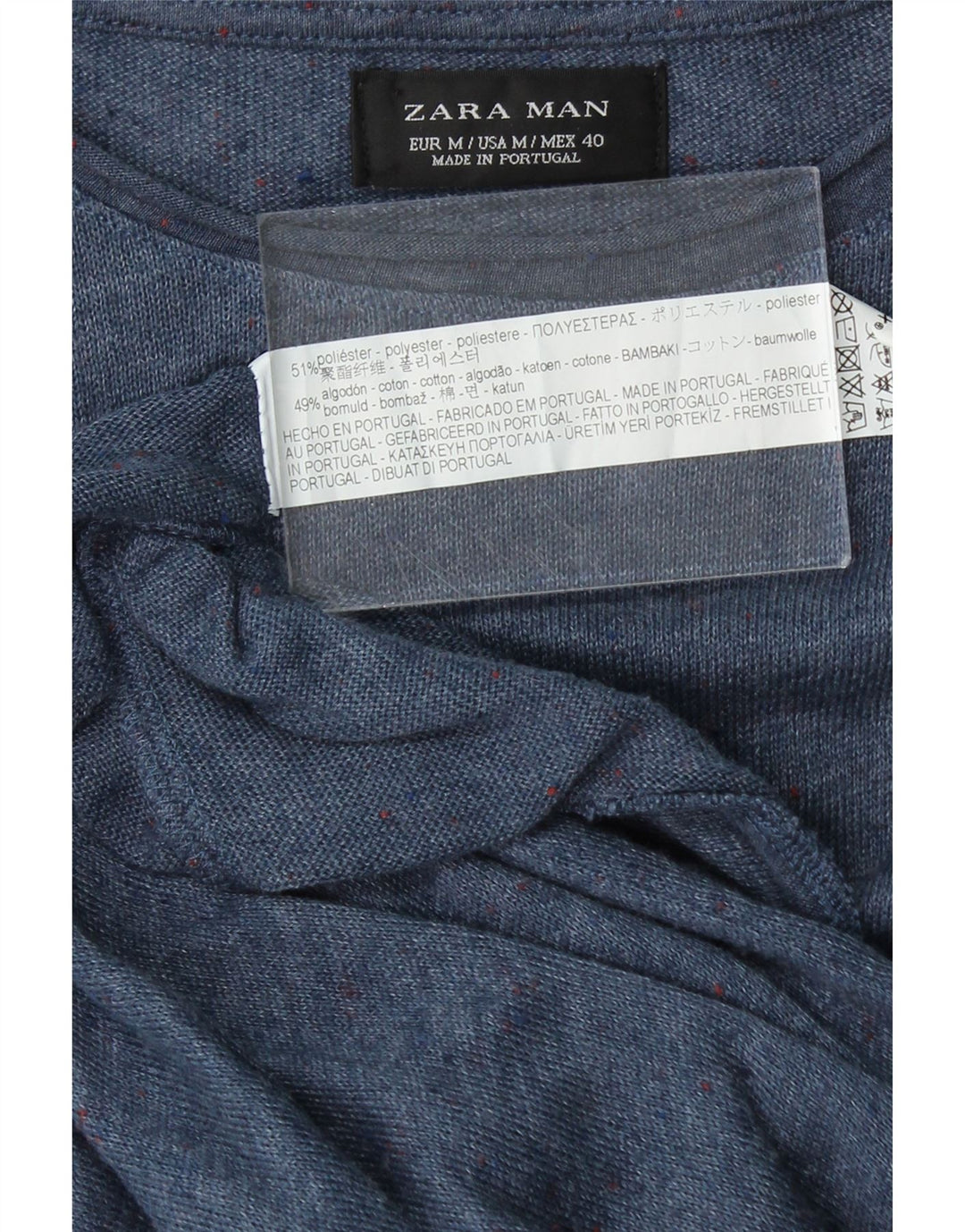 ZARA Mens Top Long Sleeve Medium Blue Polyester Vintage Zara and Second-Hand Zara from Messina Hembry 