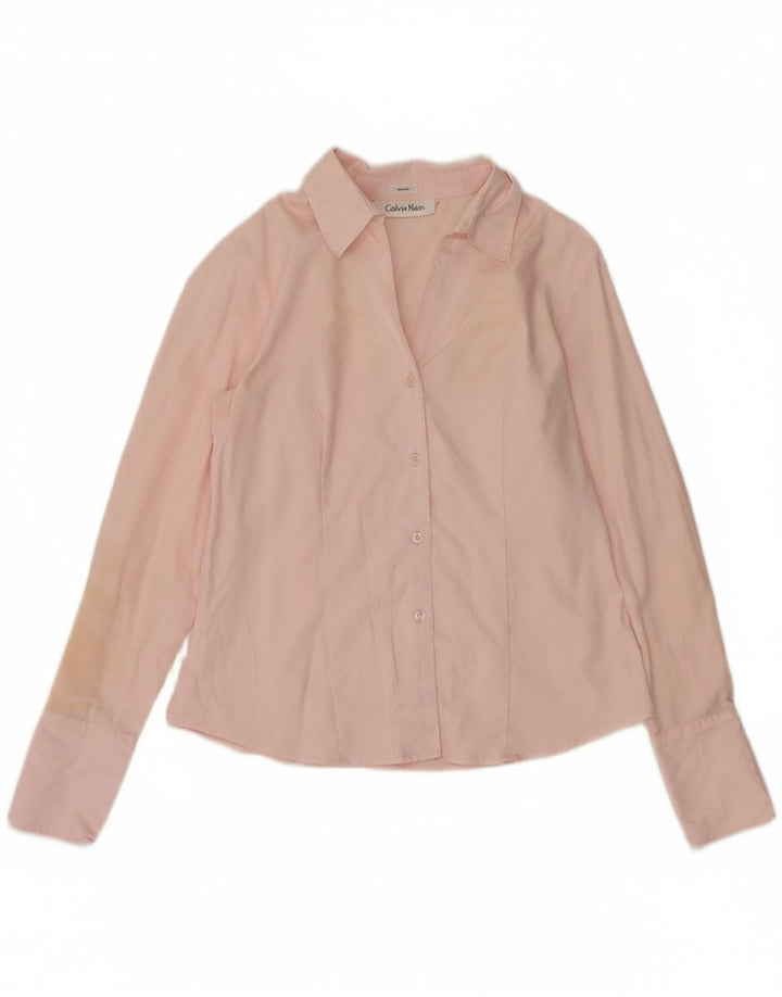 CALVIN KLEIN Womens Shirt UK 14 Medium Pink Cotton