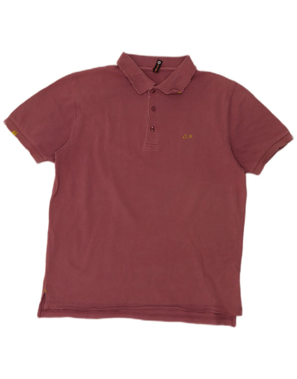 Sun68 Mens Polo Shirt Small Burgundy Cotton