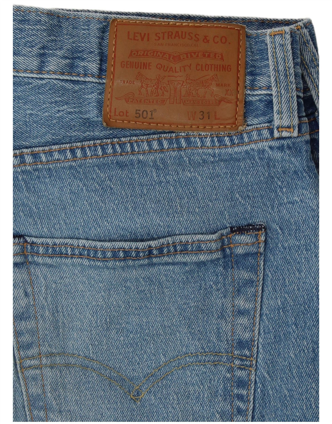 LEVI'S Mens 501 Distressed Denim Shorts W31 Medium Blue Cotton