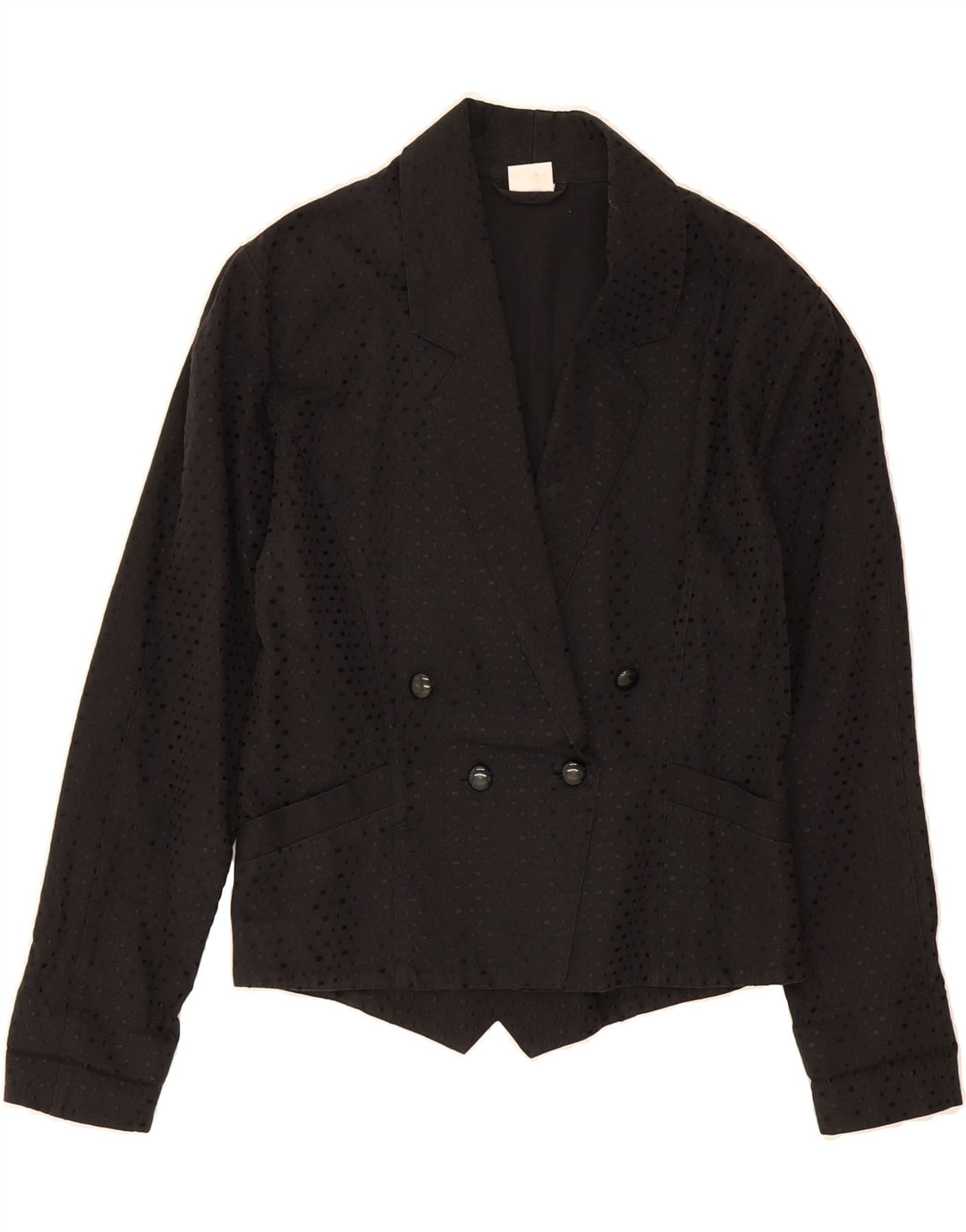 VINTAGE Womens Double Breasted Cardigan Top EU 38 Medium Black Spotted Vintage Vintage and Second-Hand Vintage from Messina Hembry 