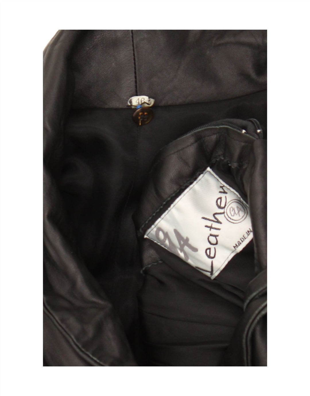 Vintage Womens Leather Coat IT 46 Large Black Leather