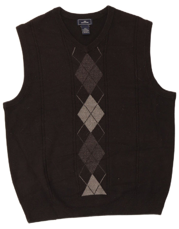 Dockers Mens Vest Tank Top Medium Black Argyle/Diamond Acrylic