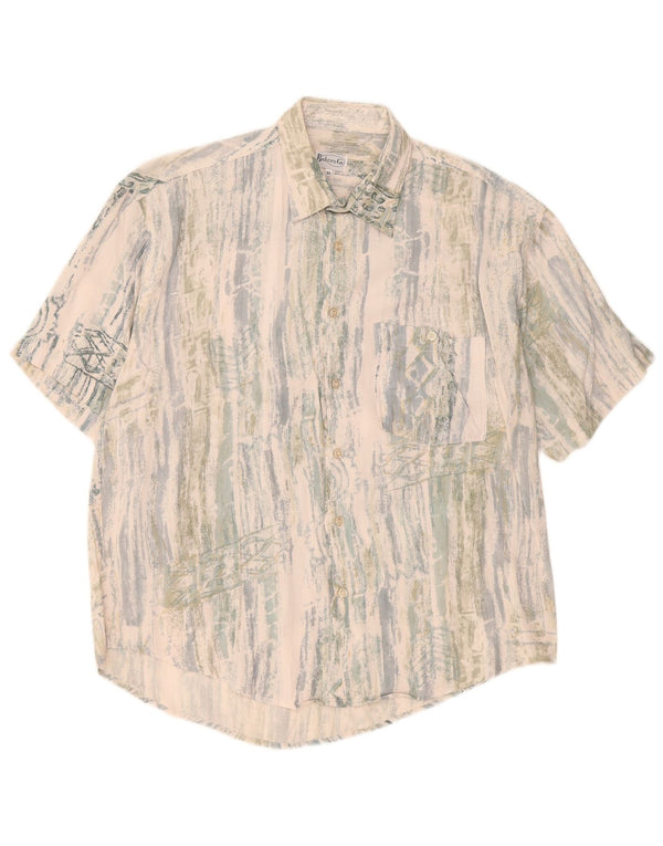 Camicia vintage da uomo a maniche corte XL a righe multicolore