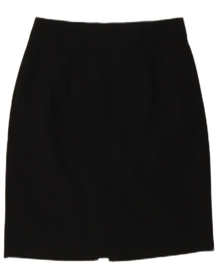 VINTAGE Womens Pencil Skirt UK 14 Medium W27 Black Polyester