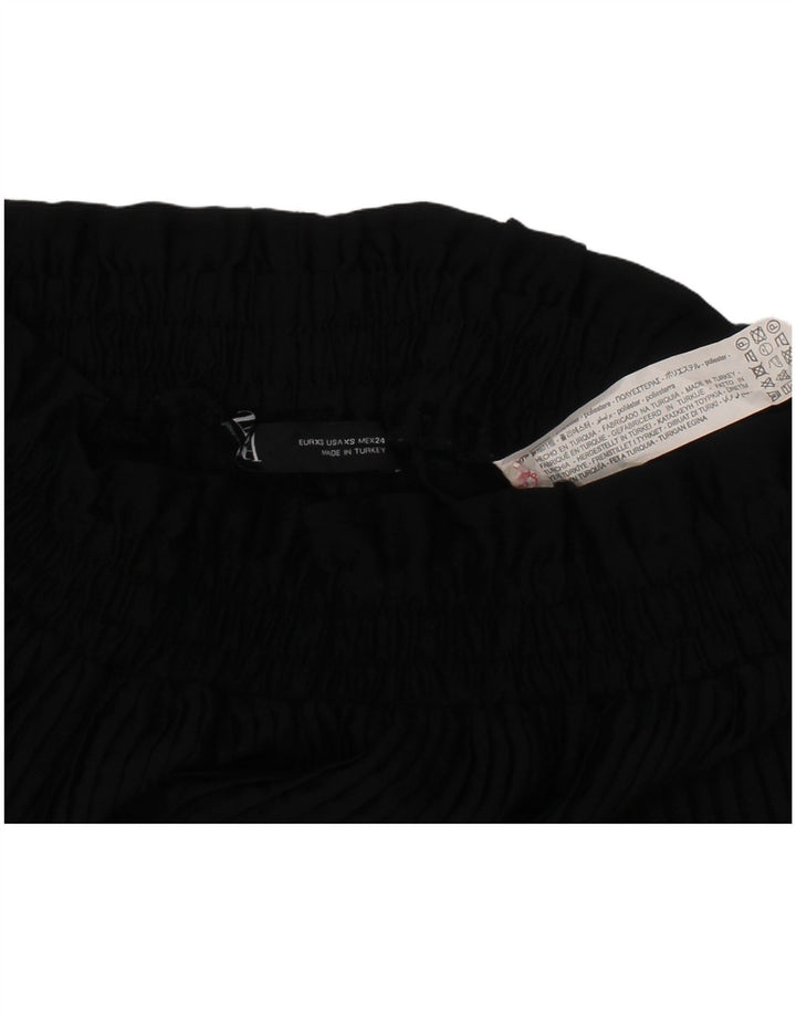 ZARA Womens Mini Skirt XS W26  Black Striped Polyester