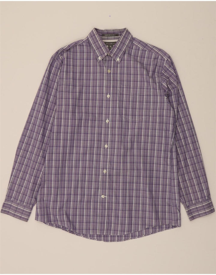 EDDIE BAUER Mens Relaxed Fit Shirt Medium Purple Check Cotton Vintage Eddie Bauer and Second-Hand Eddie Bauer from Messina Hembry 