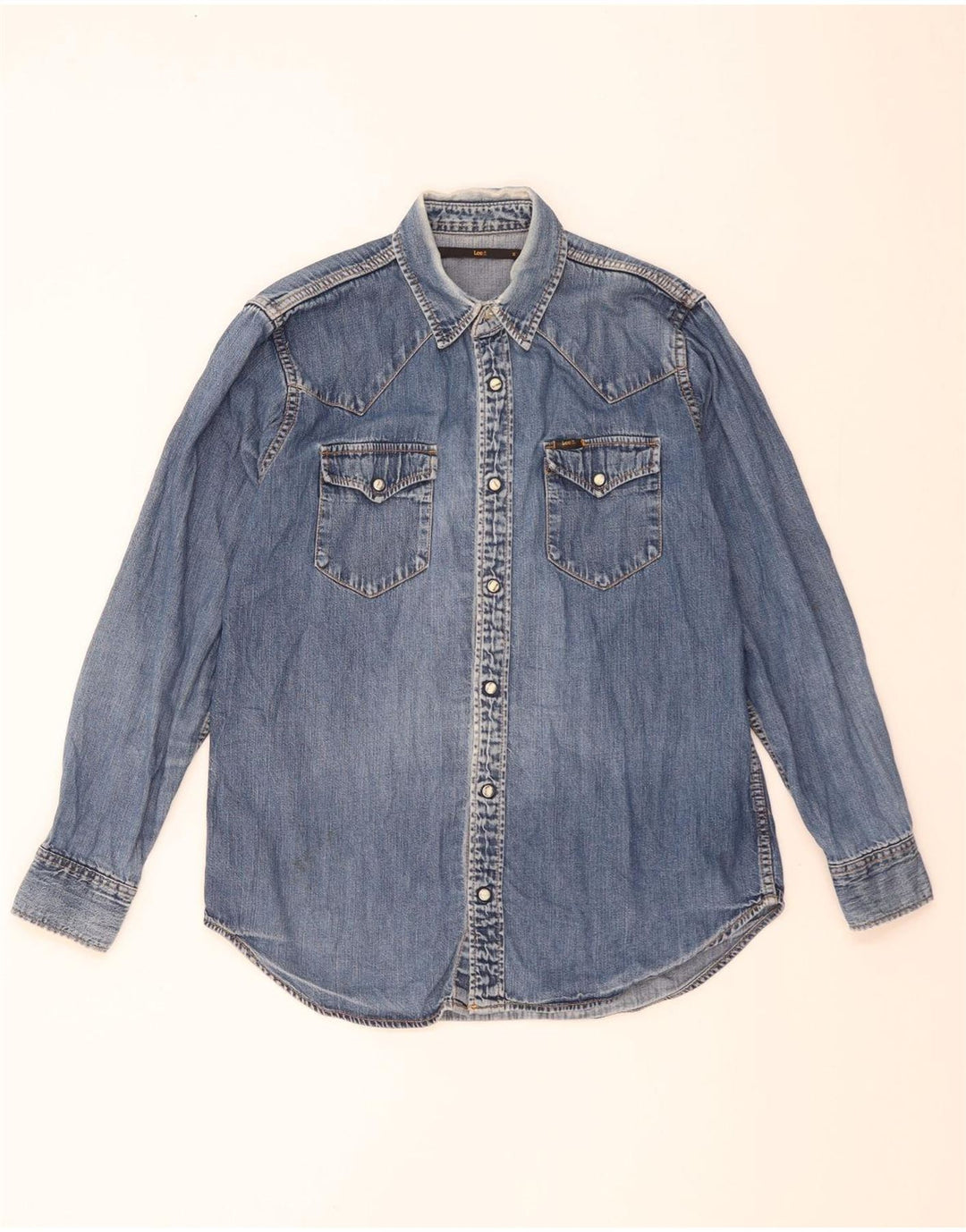 Lee Herren-Jeanshemd aus mittelblauer Baumwolle