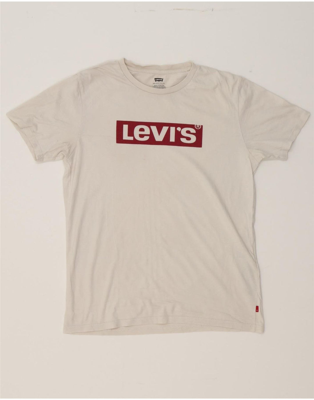LEVI'S Mens Graphic T-Shirt Top Small White Cotton Vintage Levi's and Second-Hand Levi's from Messina Hembry 