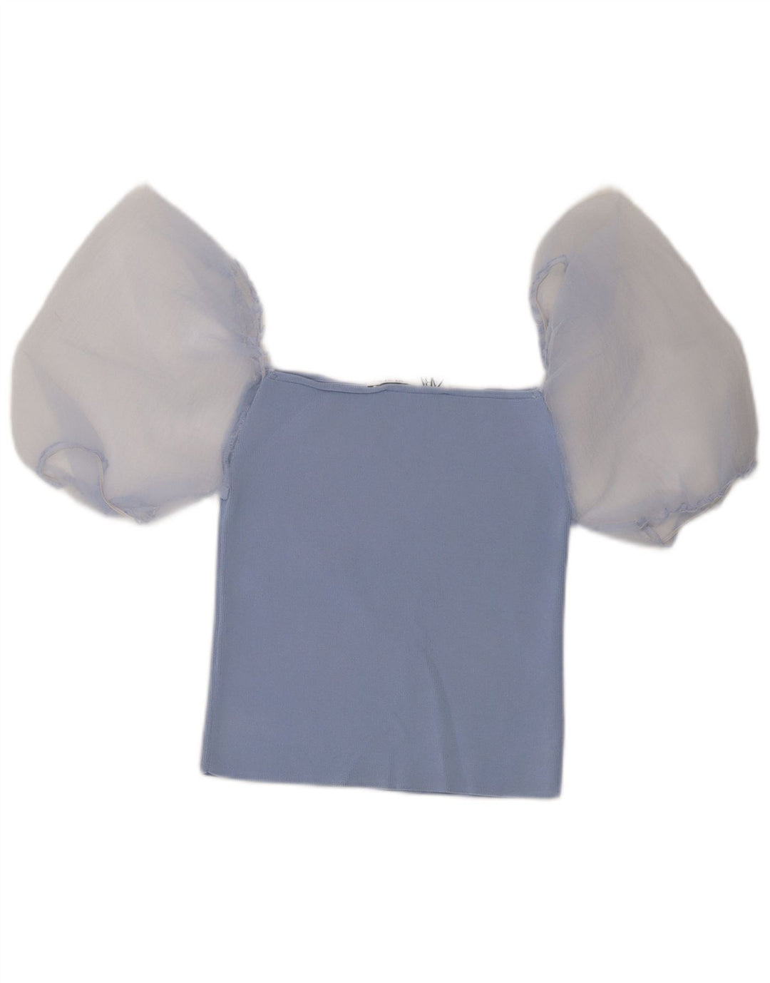 Zara Womens Crop Off Shoulder Top UK 12 Medium Blue Colourblock