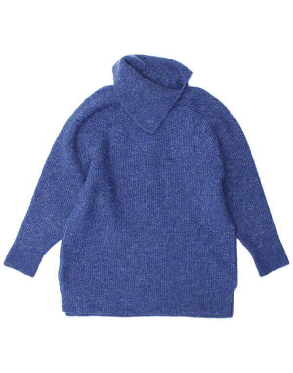 Monsoon Womens Roll Neck Jumper Sweater UK 10 Small Blue Acrylic