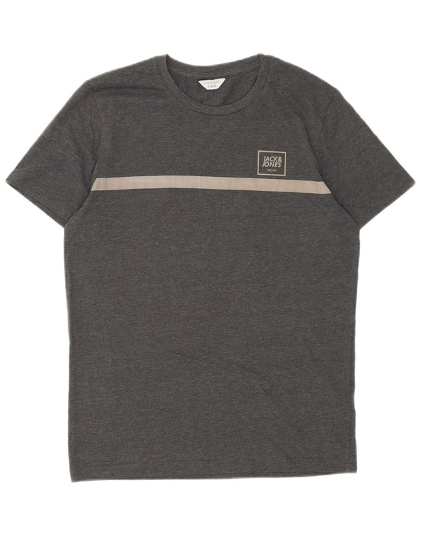 T-shirt da uomo Jack & Jones Top Small in cotone color block grigio
