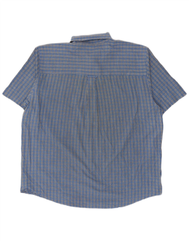 Chaps Mens Short Sleeve Shirt XL Blue Check Cotton