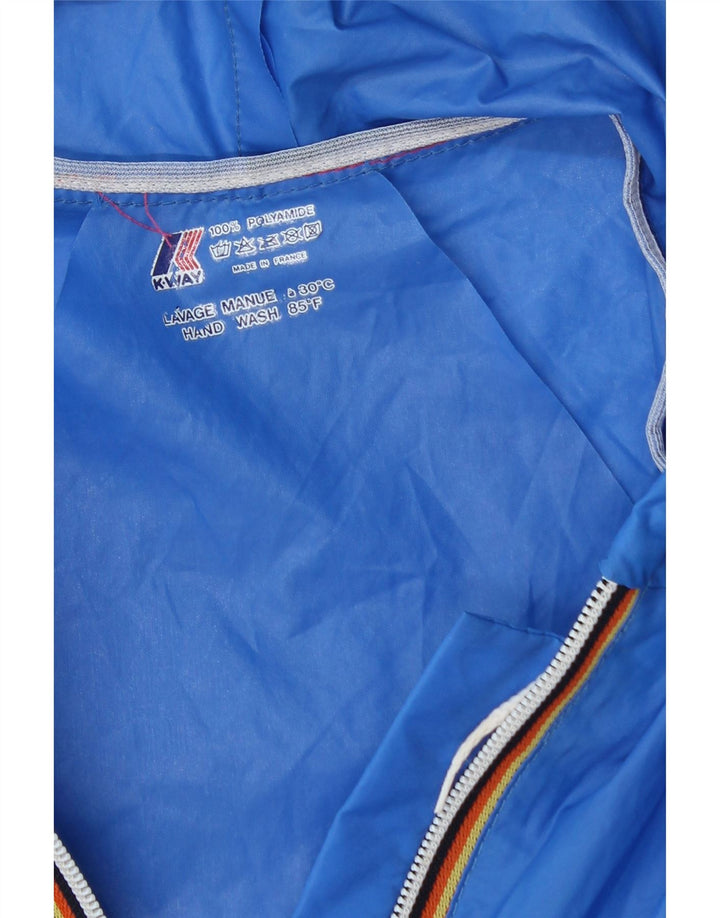K-WAY Womens Hooded Rain Jacket UK 14 Medium Blue Polyamide