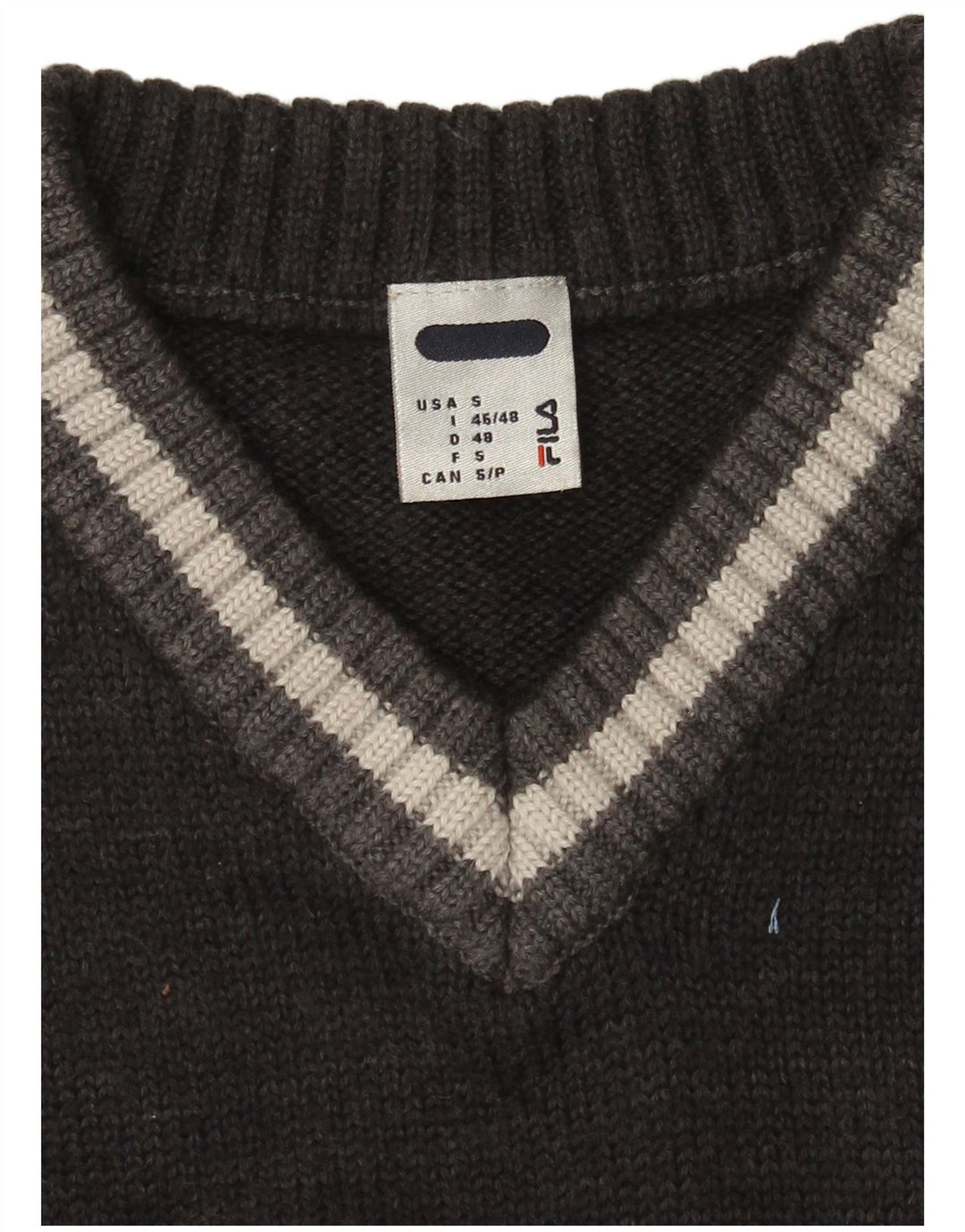 Fila Mens V-Neck Jumper Sweater Small Grey