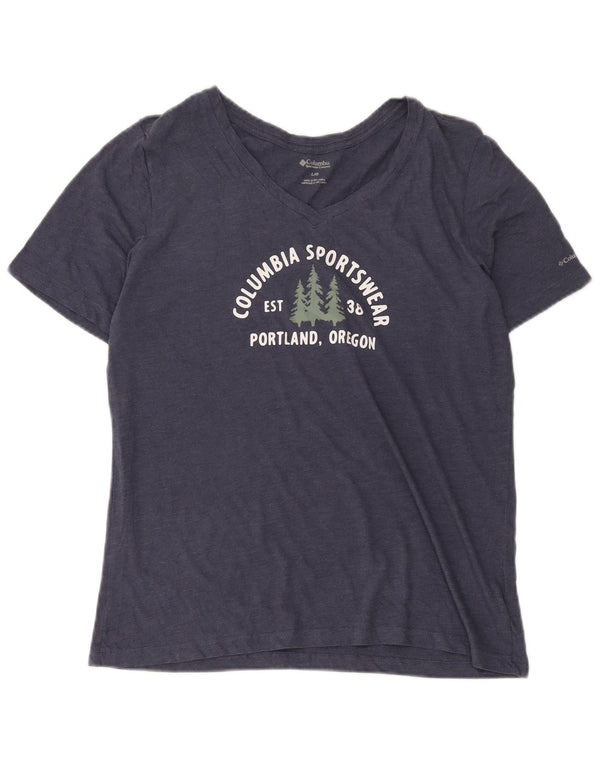 Columbia Damen Portland Graphic T-Shirt Top UK 16 Large Marineblau Baumwolle