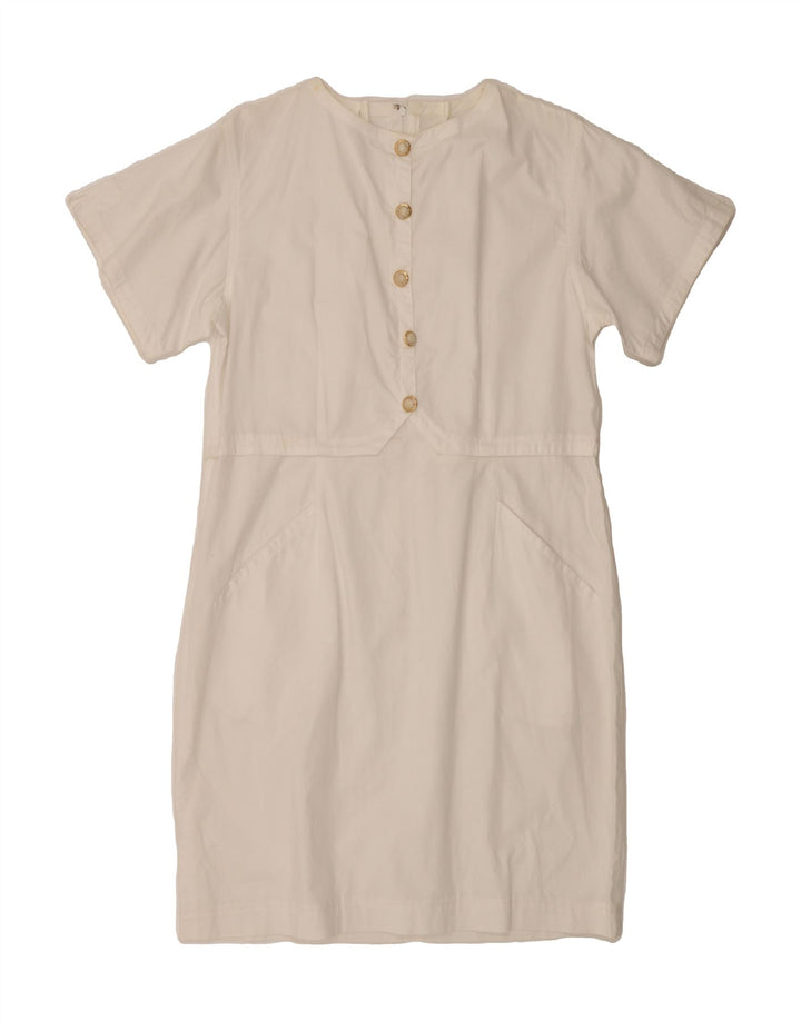 VINTAGE Womens Sheath Dress UK 14 Large White Vintage Vintage and Second-Hand Vintage from Messina Hembry 