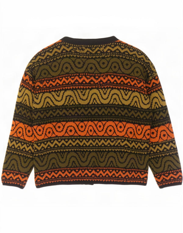 vintage Femmes Surdimensionné Cardigan Pull UK 18 XL Multicolore Géométrique