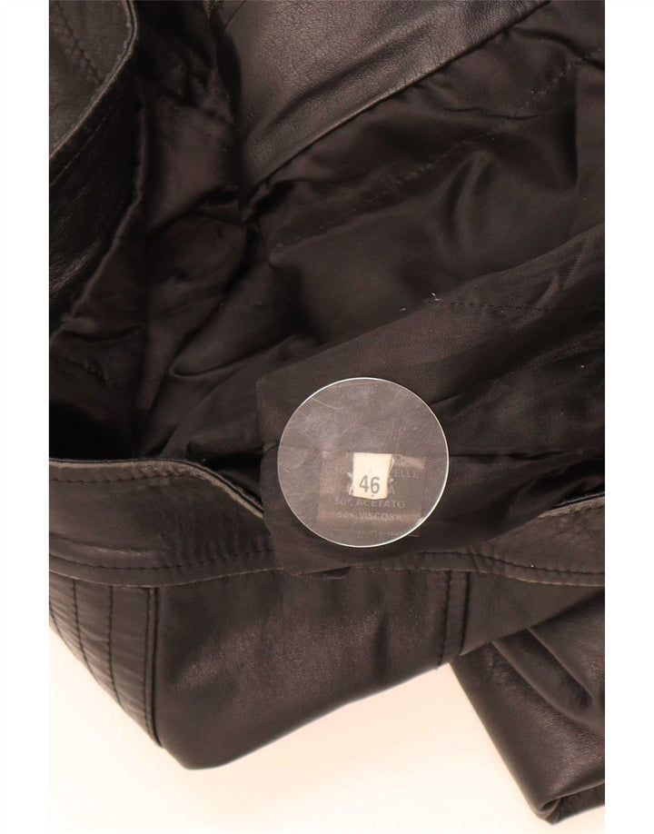 Vintage hombres cuero biker chaqueta IT 46 pequeño negro