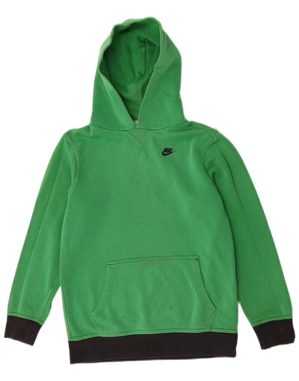 Nike Boys Hoodie Jumper 12-13 Years Large Green Cotton