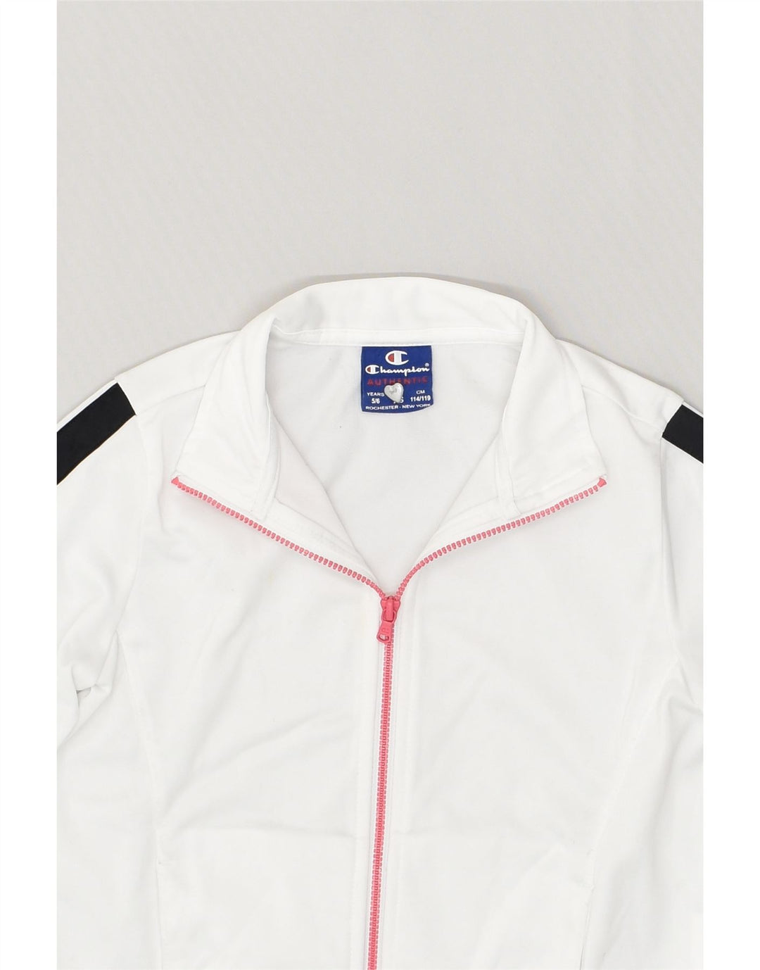 CHAMPION Girls Tracksuit Top Jacket 5-6 Years XS  White Polyester | Vintage Champion | Thrift | Second-Hand Champion | Used Clothing | Messina Hembry 