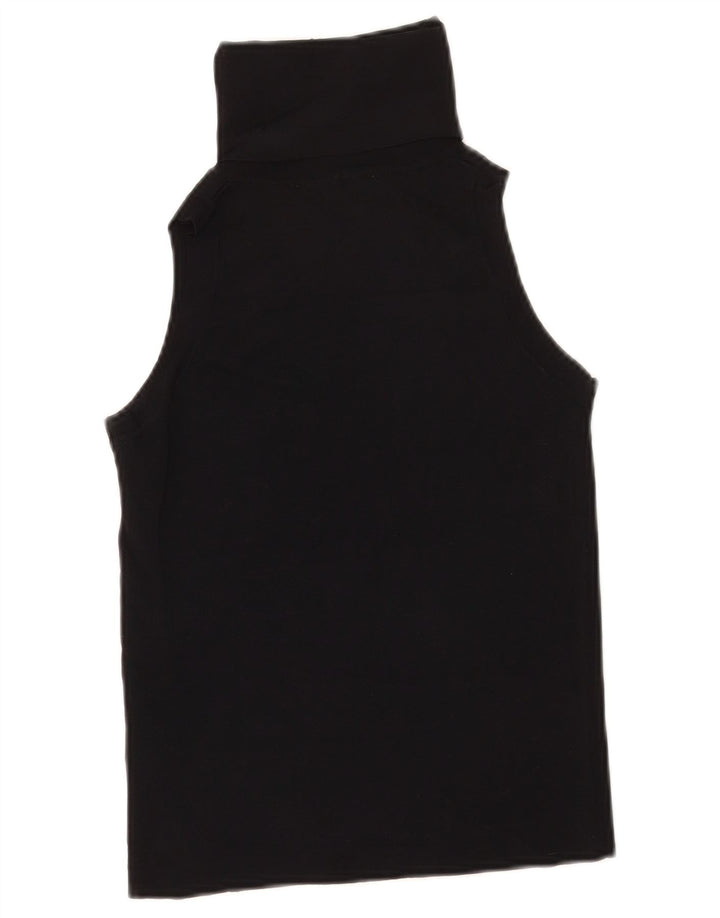 Zara Womens Crop Vest Top UK 12 Medium Black Viscose