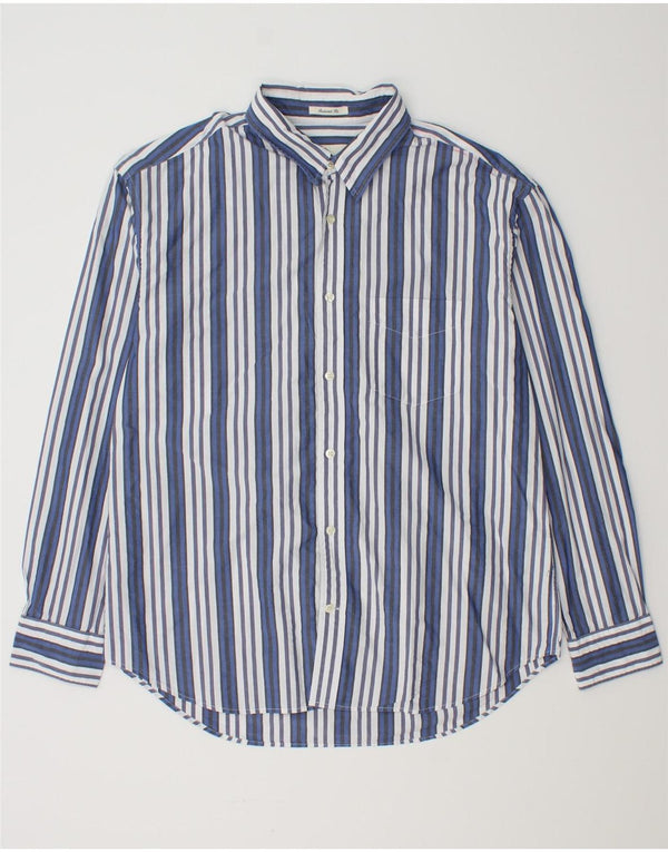 Gant Mens Relaxed Fit Shirt Size 39/40 Medium Blue Striped Cotton