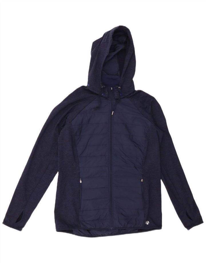 MARKS & SPENCER Womens Hooded Tracksuit Top Jacket UK 14 Medium Navy Blue
