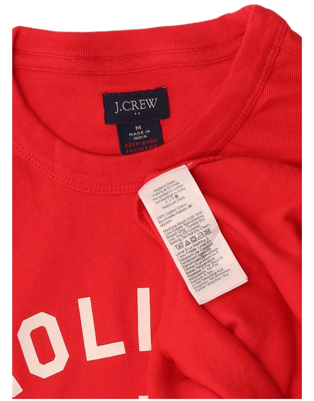 J. Crew Mens Graphic Top Long Sleeve Medium Red Cotton