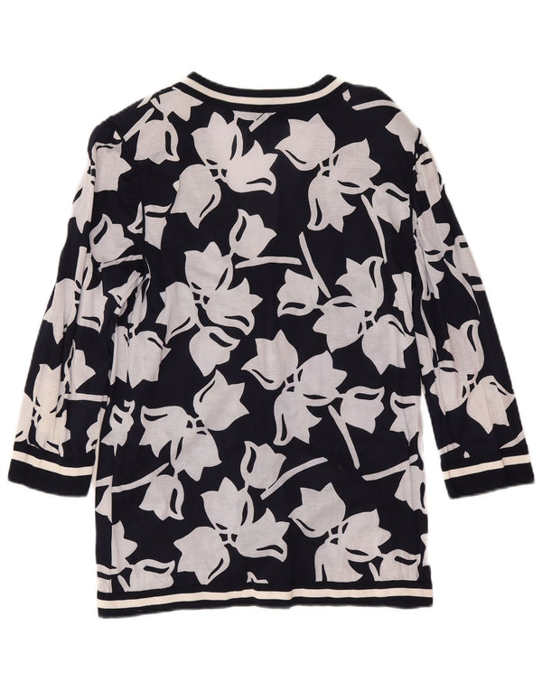 Avagolf dame cardigan sweater med 3/4 ærmer IT 46 Large Navy Blue Floral